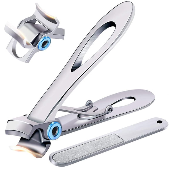 QZBON silver Nail clippers for thick nails 15mm Wide with Extra Large Jaw Opening Nail File Clippers for Thick Nails, Sturdy Nail Clippers for Men Seniors