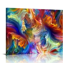 QZHH Abstract Colorful Wall Art Rainbow Canvas Wall Decor Bright Multicolor Color Blocks Splash Picture Art Modern Contemporary Prints Painting Artwork for Home Living Room Office Decoration
