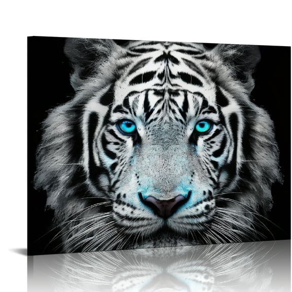 QZHH Black and White Animals Wall Art,Tiger Giclee Canvas Prints,Modern Tigers Wall Decor,Photo to Picture Painting Prints,Framed and Stretched,Home Wall Decoration (Framed, Tiger)