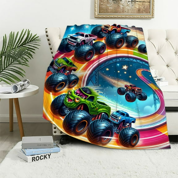 Blaze Truck Blanket Monster Car Blanket Super Soft Flannel Blanket Cute Cozy Plush Bedding Sofa