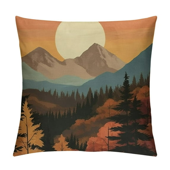 MLJA Boho Throw Pillow Covers,Boho Pillow Cover,Boho Mountain Nature Landscape Forest Throw Pillow Covers,Boho Landscape Mountain for Bed Home Room Sofa Decorations Decor
