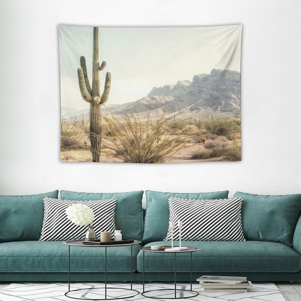 QZHH Cactus Desert Mountains Tapestry 40X30in Soft, Durable, Skin