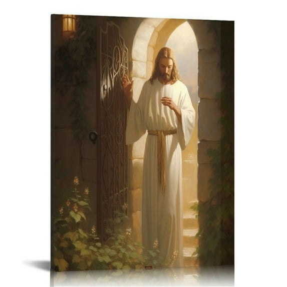 QZHH Jesus Christ Knocking At The Door Canvas Wall Art Print Poster Home Decor Canvas Painting HD Picture Bedroom Living Room Decor Wall Art