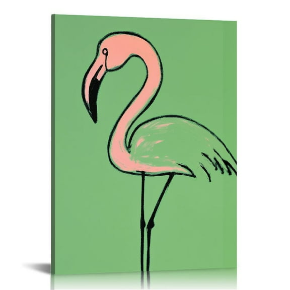 QZHH Picasso Line Drawing Abstract Flamingo Wall Art - Minimalistic Room Decor Fine Line Art Pablo Picasso Artwork Minimalist Wall Art Print Picasso Aesthetic Line Art Poster,Green