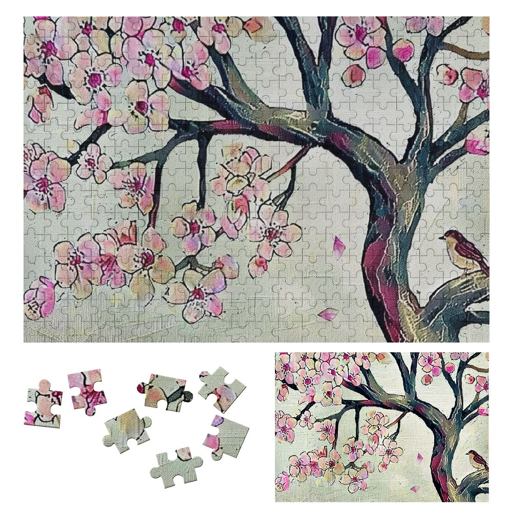 QZHH Pink Flowers Bird Wooden Puzzle Impossible Wooden Puzzle for