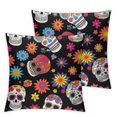 QZHH Skulls Flowers Hearts Short Plush Pillowcase Set of 2 Pillow Case