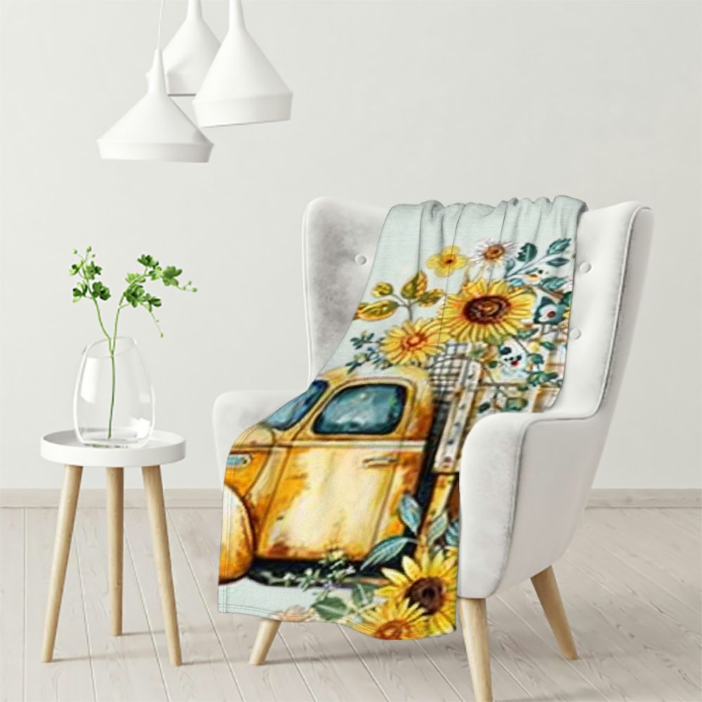 QZHH Sunflowers Daisies Plush Blanket Super Soft for All Seasons