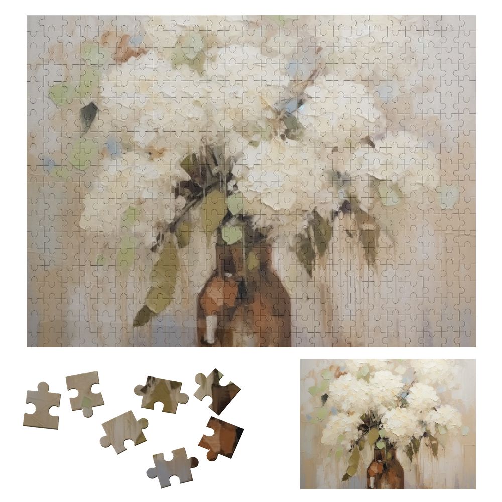 QZHH White Flowers Wood Puzzle Challenging Difficult Wooden Puzzles for