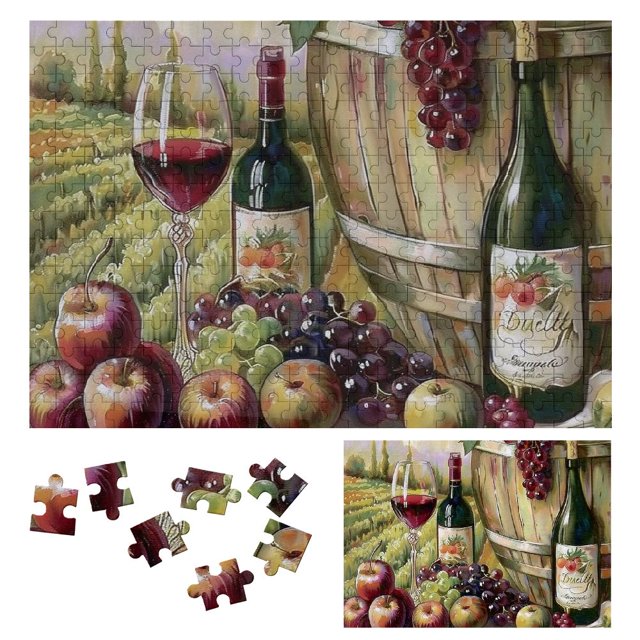 QZHH Wine Fruits Table Wooden Jigsaw Puzzle Challenging Difficult Wood Puzzles for Adults Gift