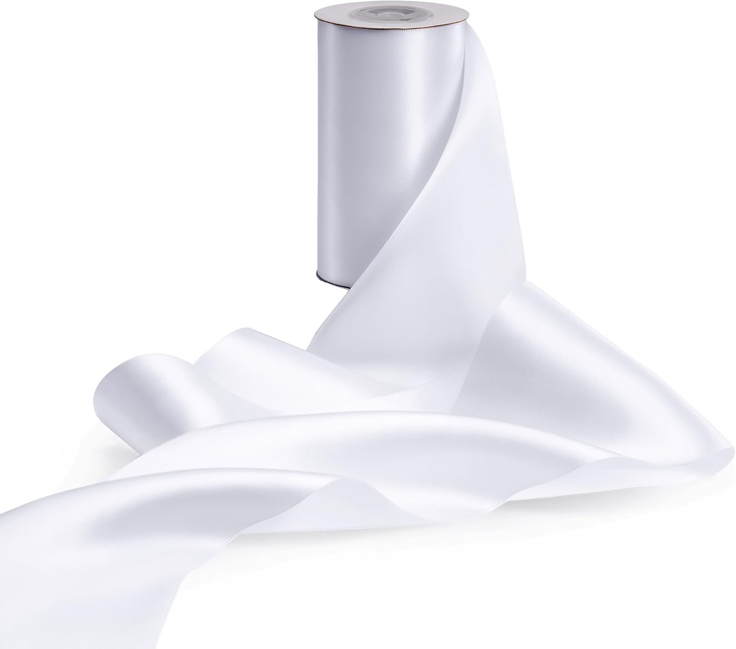 QZLGJL White Satin Ribbon 4 Inch Wide Double Face White Ribbon for Gift ...