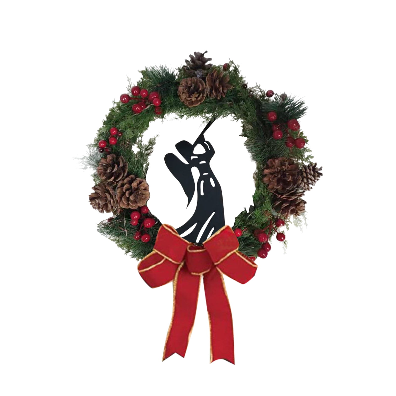 Christmas Pine Cone and Ribbon LED Wreath
