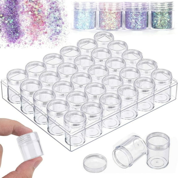 QZS 1x1.1In Bead Organizer,30 Grids Diamond Storage Container for Crafts,Durable Clear Stackable Plastic Crafts Organizer for Bead,Jewelry