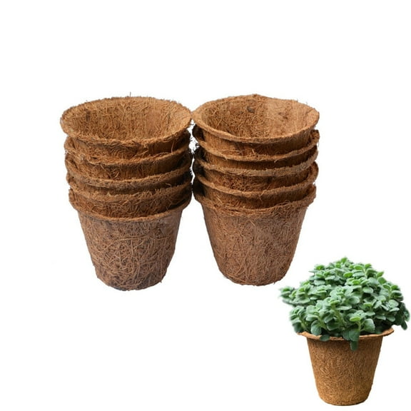 QZS 2.6x1.8x2.2In Biodegradable Coir Cups,10Pack Seed Starter Tray for Indoor,Germination Nursery Planting Tray for Garden,Fence,Flower