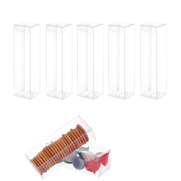 QZS 20Pack Plastic Clear Gift Boxes,2x2x5.9In Individual Empty Candy Boxes for Cookie,Reusable Minigifts Display Container for Wedding,Cupcake