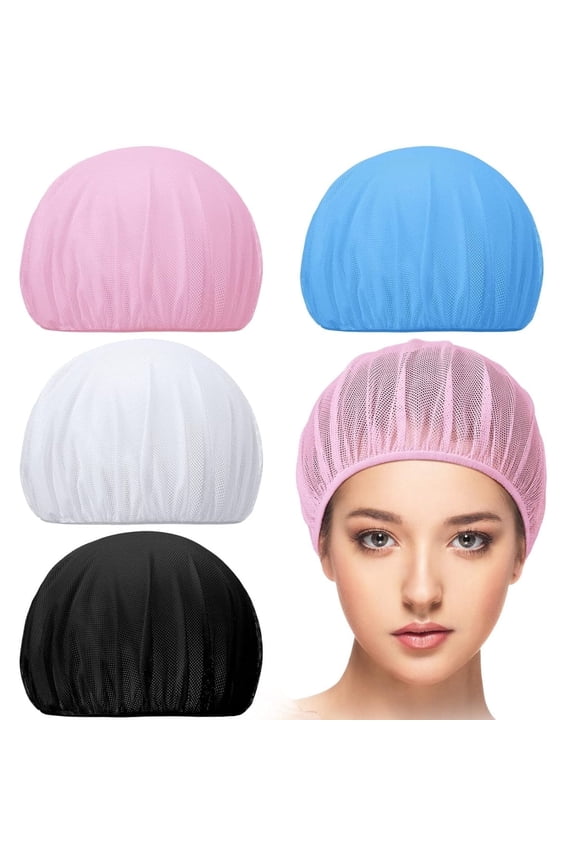 4 Pcs Mesh Sleep Bonnets,Breathable Shower Caps,Hair Nets Caps for Women,Reusable Multi-color Night Bonnets for Shower,Sleeping,Washing Face