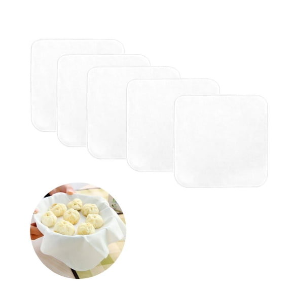 QZS 5Pcs Cotton Yarn Steamer Cloth,12.6x12.6In Reusable Precut Cheesecloth for ,Square Non Stick Steaming Pad for Dumplings,Bread(White)