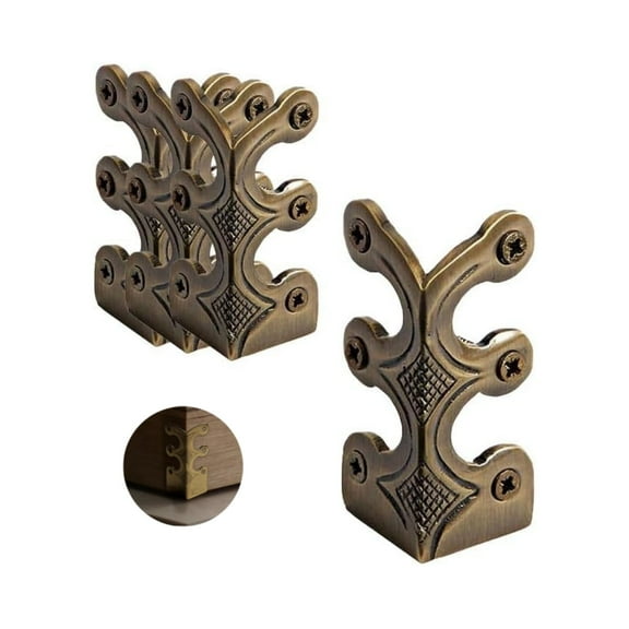 QZS 6Pcs Baseboard Corner Protectors,1.9x1In Durable Metal Corner Protector,Bronze Metal Wall Decorative Protectors for Cabinet Doors
