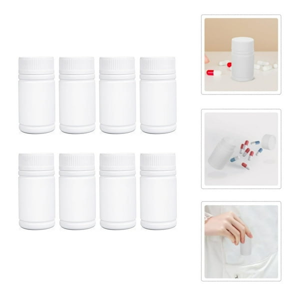 QZS 8 Pcs Empty Pill Bottles,2x3.6x1.8In Reagent Chemical Container with Smooth Screw Lid,5oz Plastic Medicine Bottles for Liquid,Solid,Powder