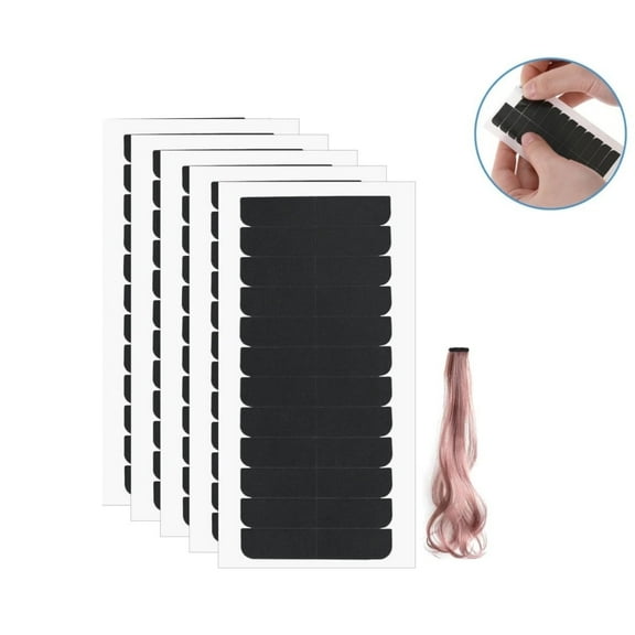 QZS Adhesive Replacement Tape,Portable Invisible Hair Extension Tape Tabs,Double Sided Hair Extensions Tool for Indoor and Outdoor,5Sheets,Black