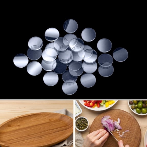 QZS Anti Slip Pads,100Pack Non Adhesive Non Slip Glass Table Protector,0.59x0.08In Cabinet Bumpers Quiet for Cutting Board Door Furniture