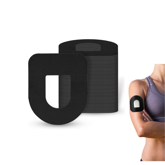 QZS Breathable Patches,3.9x3.3In Waterproof Sensor Cover for Bathing,Adhesive Sensor Sticker Tape Accessories for Indoor and Outdoor,20Pack,Black