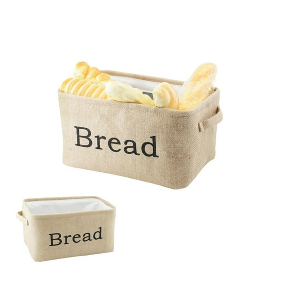 QZS Burlap Bread Basket,Bread Storage Basket for Pantry,Food Storage Bin for Kitchen,Durable Burlap Containers for Kitchen Counter,1pc