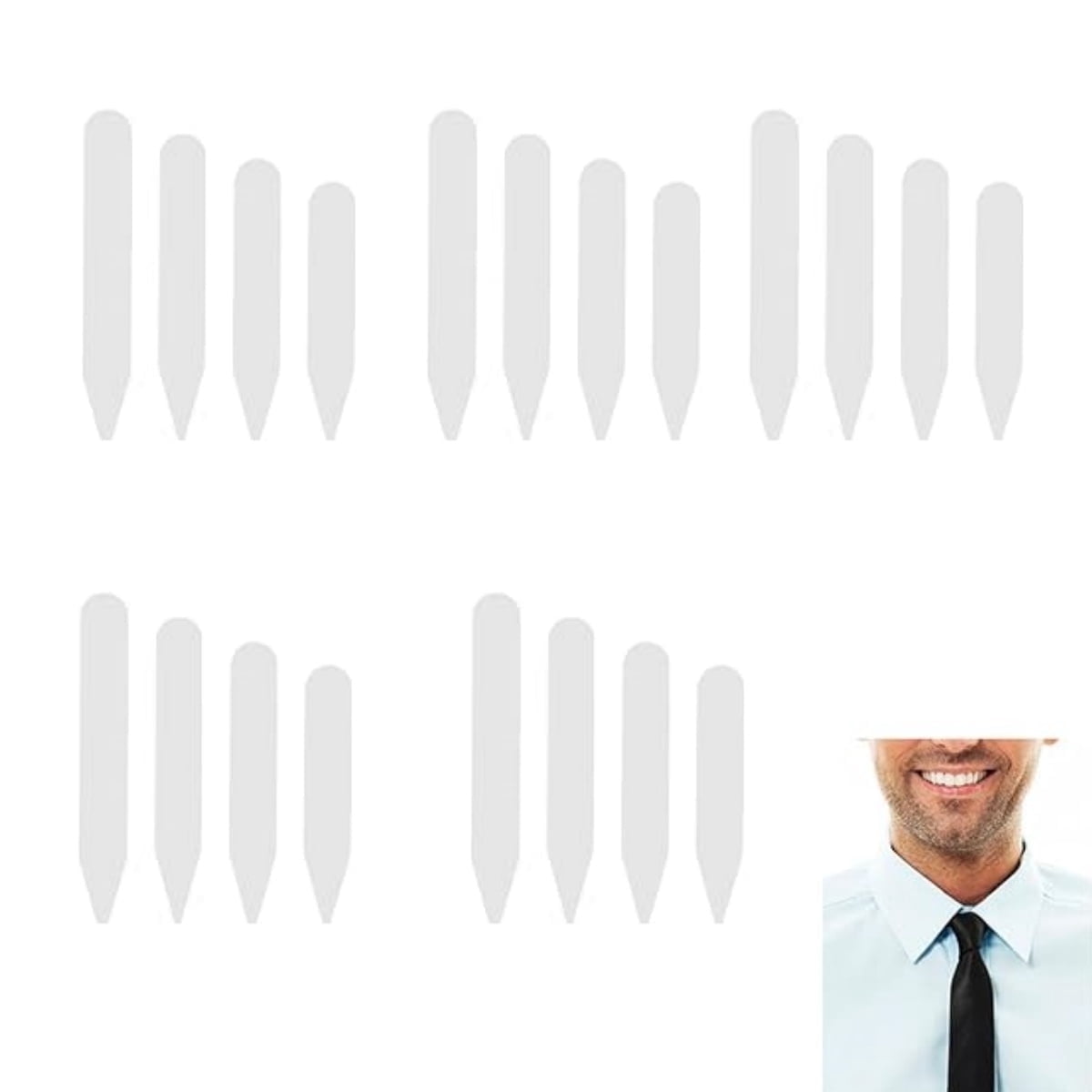 Collared Top Insert QZS Collar Stays for Men's Dress Shirts,4Size Dress Shirt Collar ...
