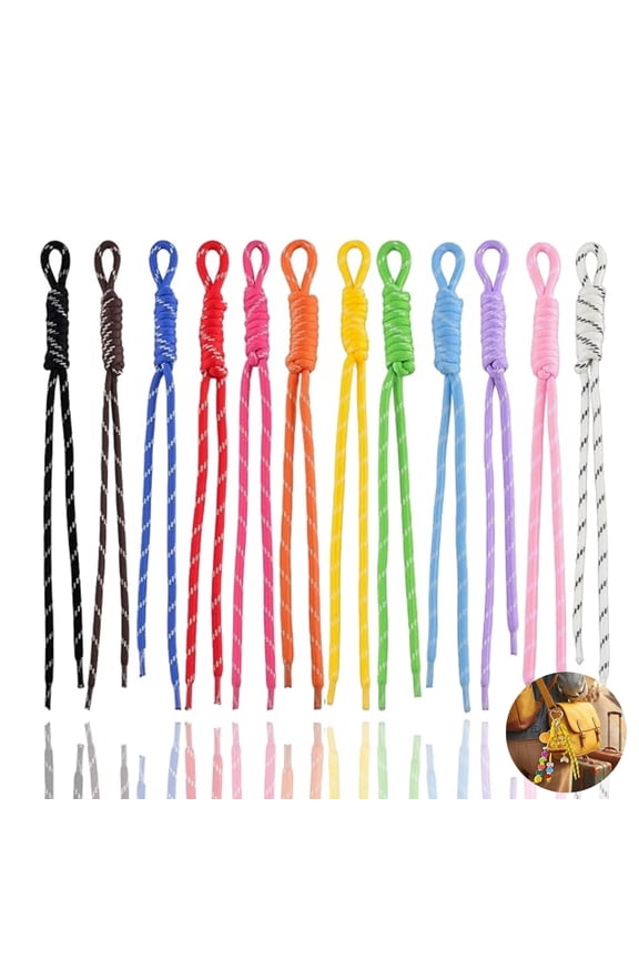 Colorful Rope Keychain 12pcs Handwoven Nylon Rope Keychain Handbag Decoration Accessories for Outdoor Travel & Gift Giving