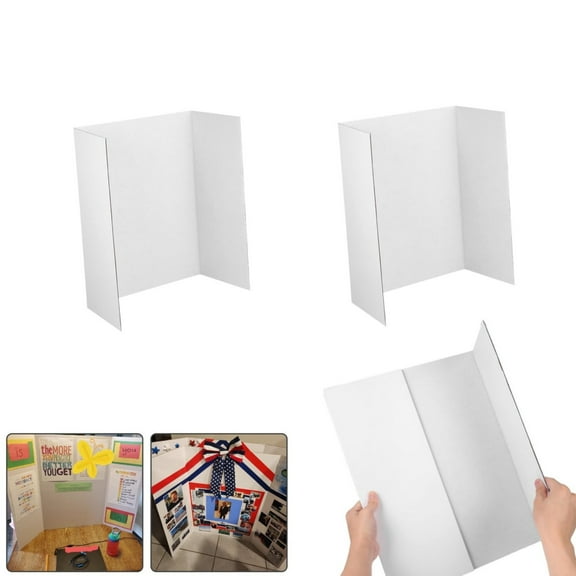 QZS Corrugated Presentation Boards,White Tri Fold Poster,Corrugated Presentation Board,Science Fair Display Tool for Fun Projects,Exhibitions and Business,3Pcs