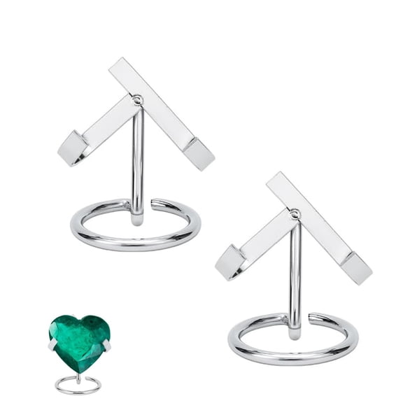 QZS Crystal Base Stand,Metal Crystal Ball Holder,Portable Metal Display Stand,2Pack Silver Small Holder for Gemstones,Fossils,Minerals,Agate