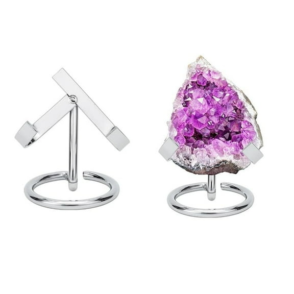 QZS Display Stand,Reusable Crystal Mineral Specimen Display Stand,Portable Metal Easel Crystals Holder for Rocks,Geodes,Heart Stones,2Pack