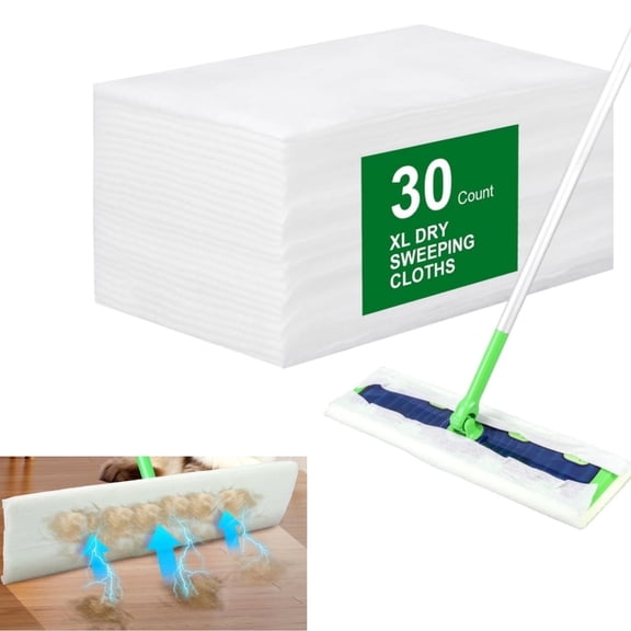 QZS Dry Sweeping Cloths,9.8x17.3In Disposable Dry Mop Refills Floor Cloths for Home,Hardwood Floor Dust and Cleaning,30Pack