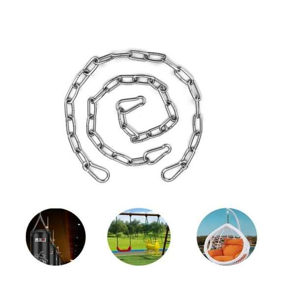 QZS Durable Fence Chain,20x0.12In Stainless Steel Gate Link Lock for Gate,Pack of 2 Carabiner Hooks Locking Pulling Towing for Pet Dog