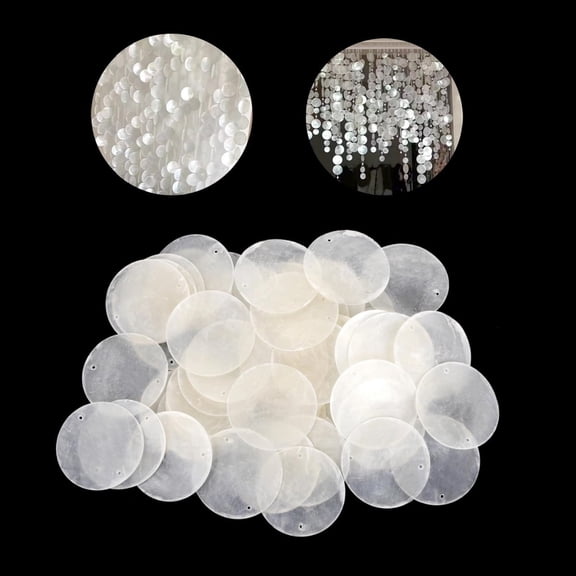 QZS Durable Shells Decor,2In Round Natural Shells with 2 Holes for Curtain,Set of 60,Portable DIY Decor for Garland,Craft,Wedding,Home