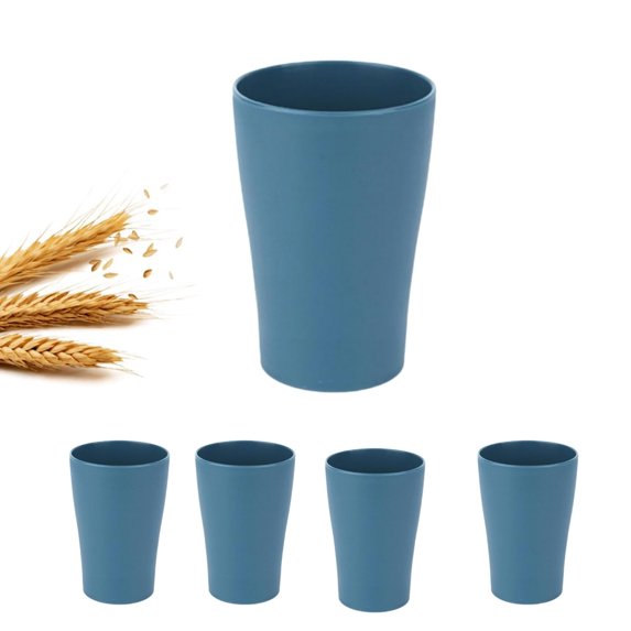 QZS Durable Wheat Straw Cups,13.5OZ Unbreakable Drinking Tumbler for Home,Set of 6 Portable Plastic Cups for Office,Camping,Party