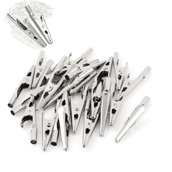 QZS Electrical Crocodile Clips,Pack of 100 Reusable Metal Alligator Clamps for Office,50 Pack Durable Cable Clips for Office Use