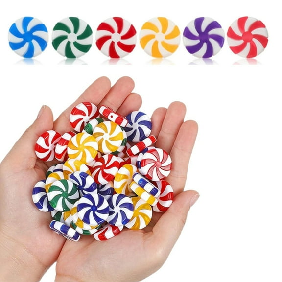 QZS Fake Candy Decor,1in Christmas Candy Peppermint Ornaments,DIY Craft Decorations,Christmas Tree Peppermint Ornaments for Xmas,Home,120Pack