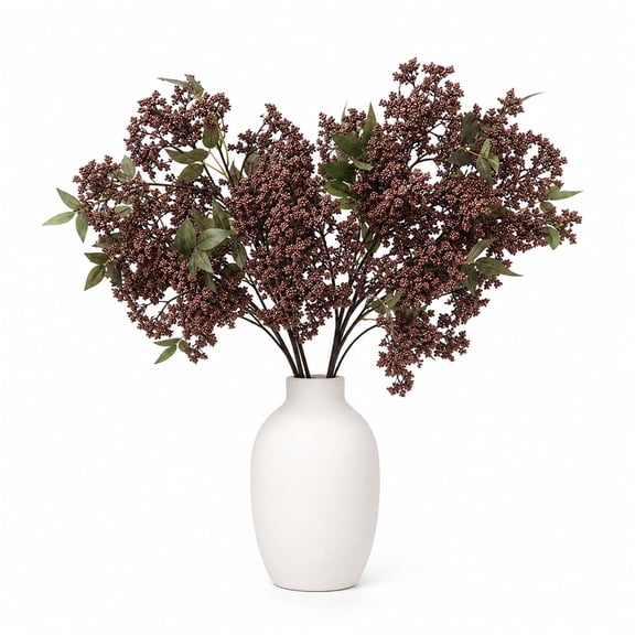 QZS Fall Faux Berry Stem 2 Pcs Realistic Berry Stem for Vase Faux Flowers Picks Branches Fake Nandina Branches Stem Spray Floral Picks for Photo Background Interior Decor, Dark Brown, 43 inch
