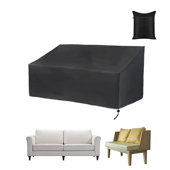 QZS Furniture Cover,63.8x26x35" Reusable Waterproof 3-Seater Sofa Protector,210D Oxford Patio Bench Cover with Drawstring for Garden,Outside,1pcs