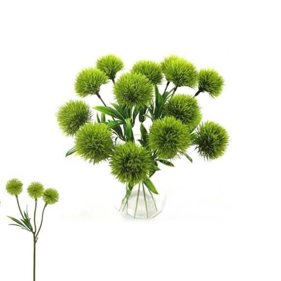QZS Green Faux Flowers Bouquets,Artificial Dandelion Decoration for Wedding,3.9x10.6In Portable Fake Plant Decoration for Indoor Outdoor