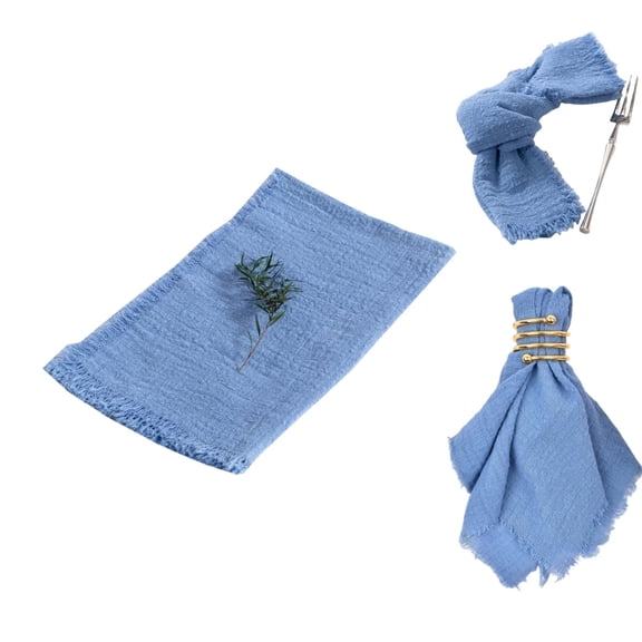 QZS Handmade Cloth Napkins,Set of 6 Dinner Table Napkins for Wedding Party,Reusable Linen Table Cloth for Bridal Shower Decoration,16.5x16.5 inches