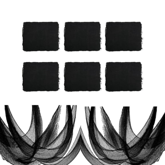 QZS Indoor Scary Creepy Cloth,Pack of 6 Portable Mesh Fabric Decor for Party,72x30In Window Decorations Cloth for Indoor and Outdoor,Black