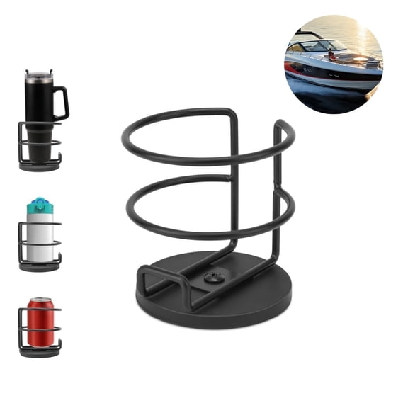 QZS Magnetic Drink Cup Holder,Strong Base Bottle Holder for Refrigerator,Portable Magnetic Cup Holder for Treadmill,Forklift,Boat(Bottom Magnetic)