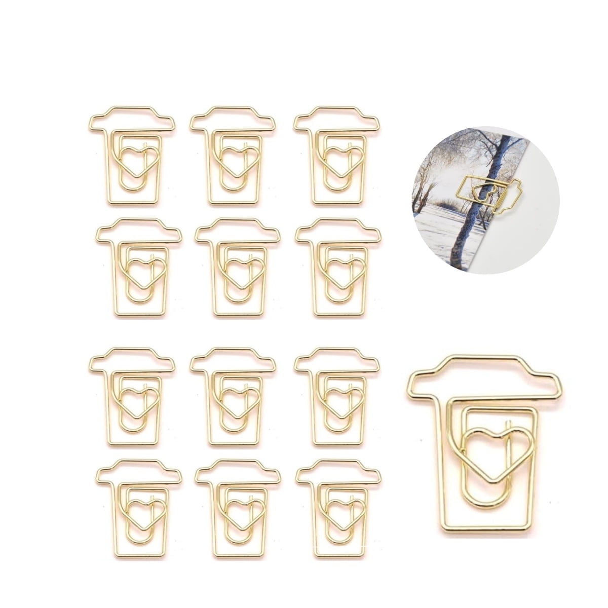 QZS Metal Material Clips,60Pack Creative Paper Clips Office Cup Shaped ...