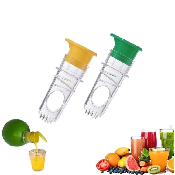 QZS Mini Lemon Squeezer,Screw Top Juicer,Pack of 2 Compact Juice Extractor Citrus Press with Lid for Make Juice from Fruits,1.37x3.14In