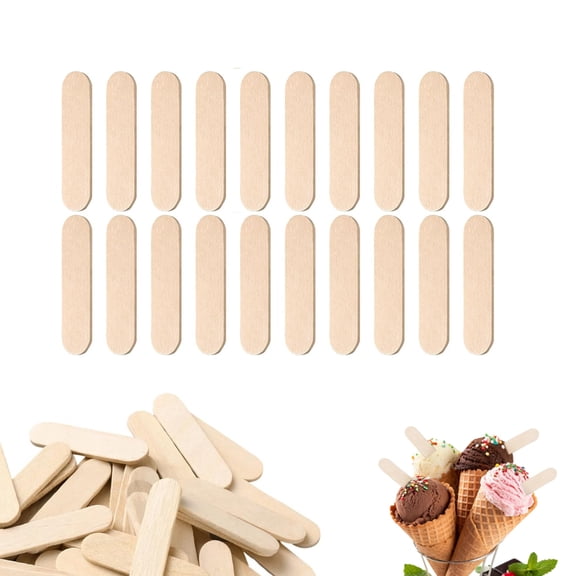 QZS Mini Popsicle Sticks 1.6x0.4x0.08In Natural Wooden Food Grade Craft Stick 100pack Ice Cream Popsicles Stirring for Home Party