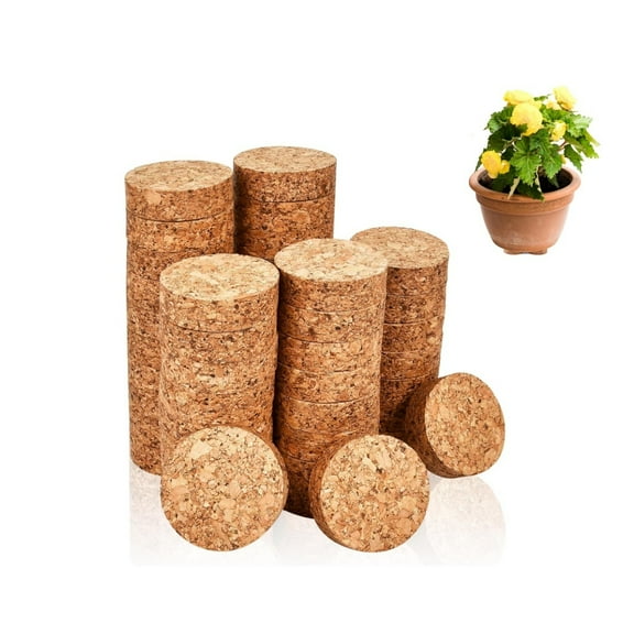 QZS Non-Slip Surface Pot Feet,2x0.6In Invisible Pot Feet for Outdoor,Set of 15 Portable Solid Corkwood Planter Lifter for DIY Craft Project