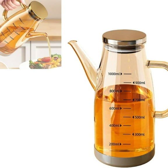 QZS Oil Dispenser Bottle,1Pc Reusable Glass Oil Dispenser for Kitchen,Durable Vinegar Dispenser Set for Salad Dressing Cooking(1000ml/33oz)