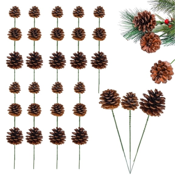 QZS Pinecones Ornaments,Pinecones Ornaments,Flower Arrangement for Christmas,Craft Decor,Rustic Holiday Home Ornaments Centerpiece,3Size