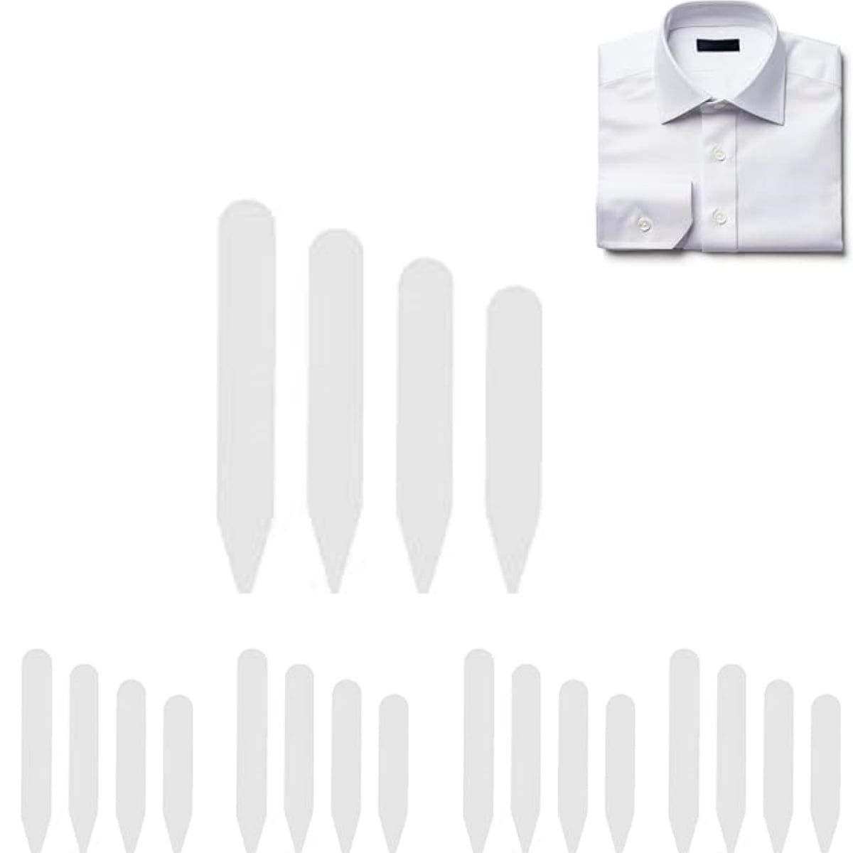 dress shirt plastic collar stays 100 Thick 2.2 inches Plastic Collar Stays for Men Dress Shirts in Portable Case, Men's, Size: All Sizes, White
